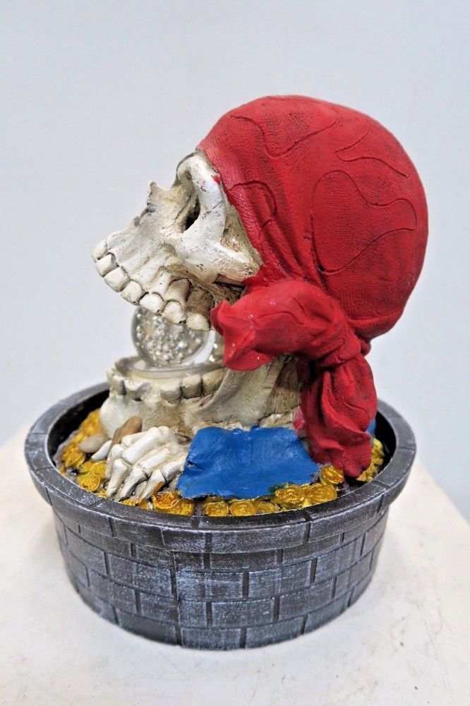 Pirate Head skull, small indoor / Outdoor table top Water fountain water feature