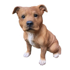 BROWN STAFFORDSHIRE -STAFFY PUPPY DOG ANIMAL MEMORIAL GARDEN STATUE ORNAMENT