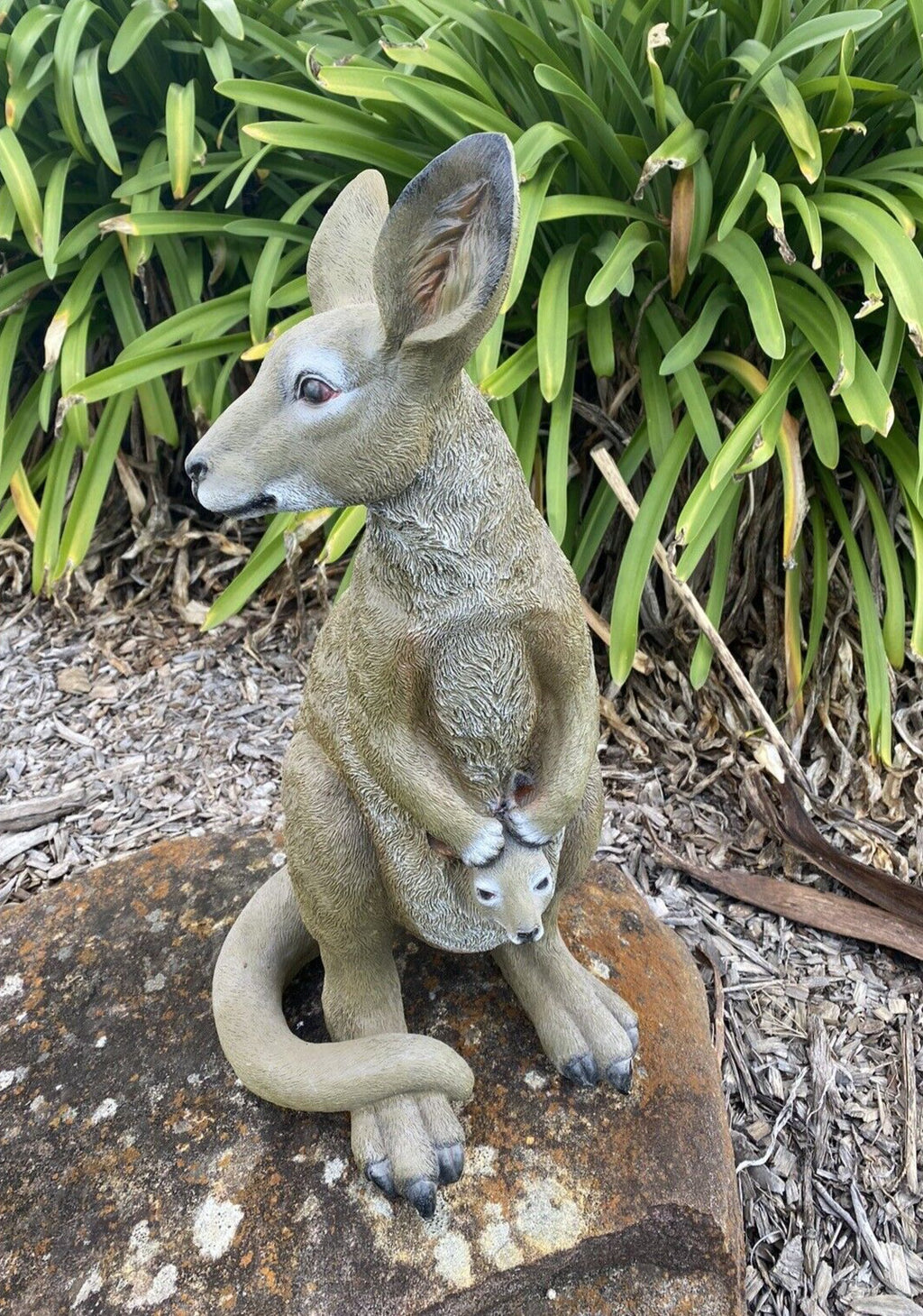 KANGAROO WITH JOEY ANIMAL GARDEN STATUE ORNAMENT SCULPTURE HOME DECOR 55cm