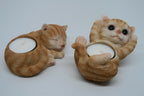 Tea light candle holders Ginger Tabby Cat Kitten statue ~Ornament ~ Home Decor