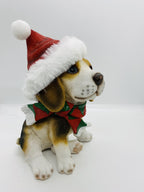 BEAGLE SITTING DOG CHRISTMAS XMAS ANIMAL GARDEN STATUE ORNAMENT