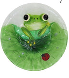 Wild Bird Bath Feeder Food Station Garden Ornaments Green Frog Ladybug Bee Water