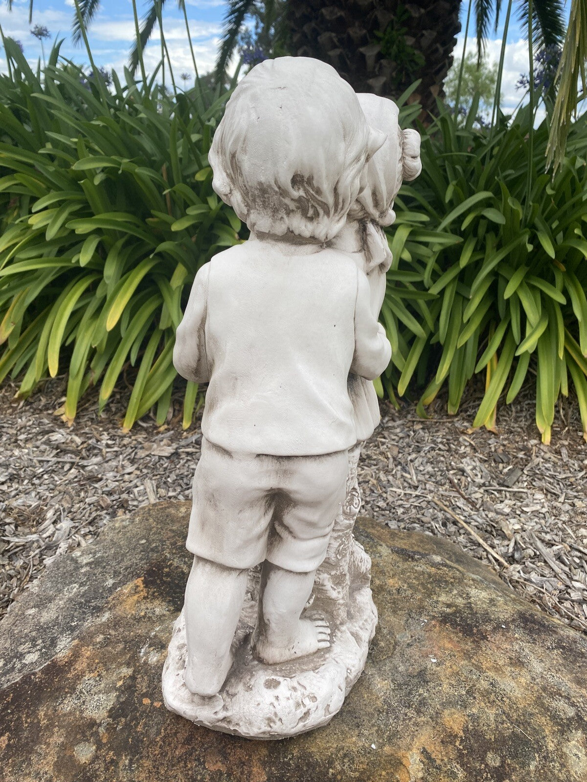 Boy And Girl Sharing A Kiss Garden Statue