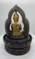 BUDDHA GOLD THAI GILT WATER FEATURE FOUNTAIN INDOOR OUTDOOR BENCH TOP HOME DECOR