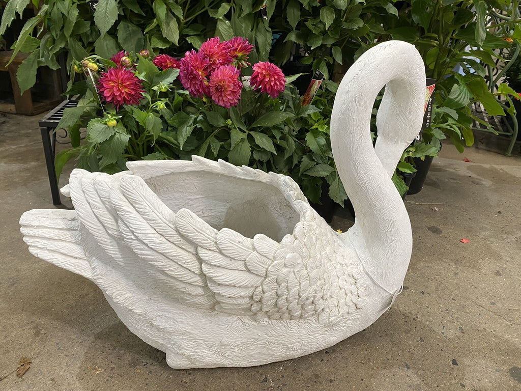 Swan Planter Pot Plant Garden Sculpture Statue White Hamptons Large White