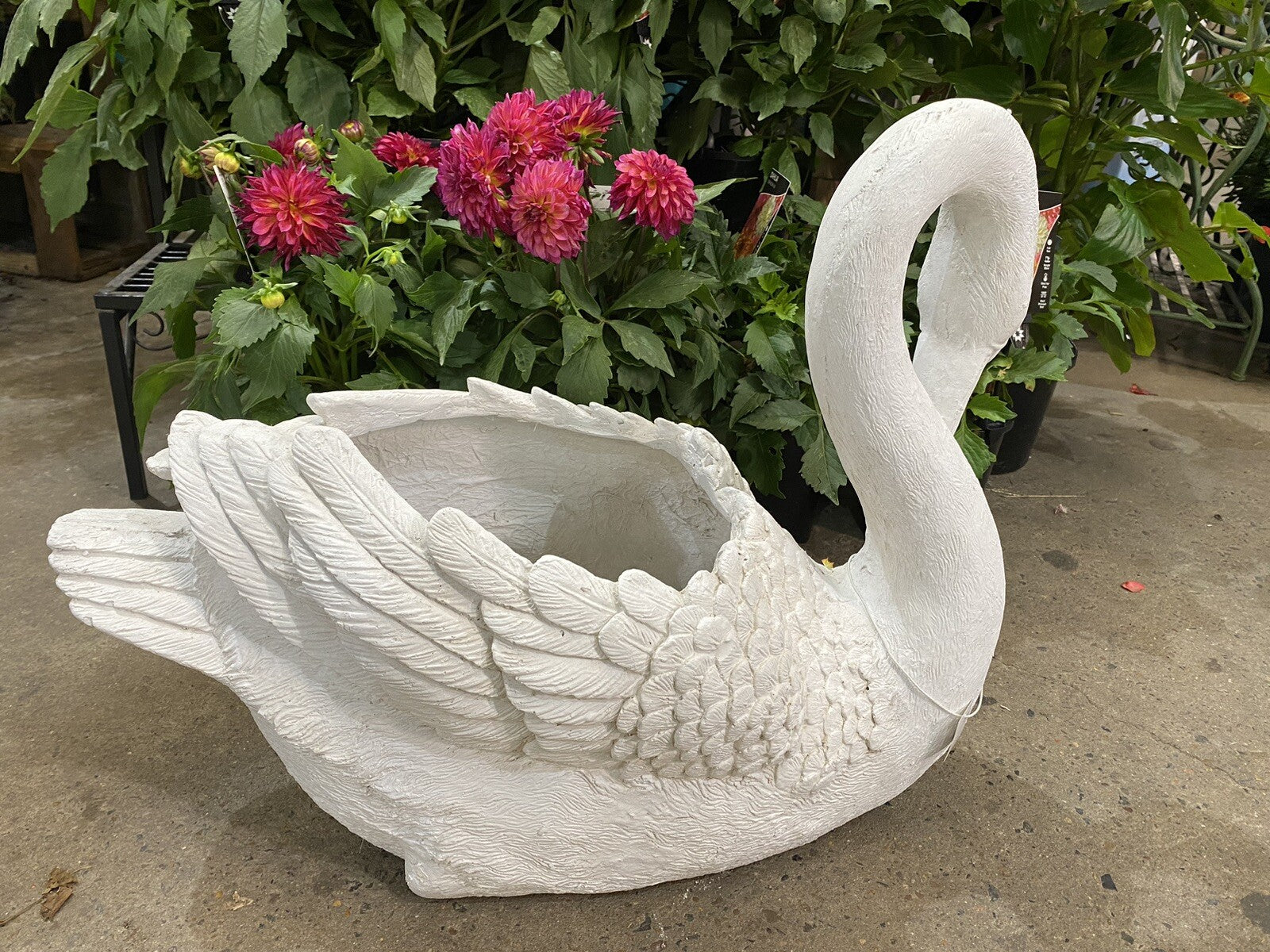 Swan Planter Pot Plant Garden Sculpture Statue White Hamptons Large White