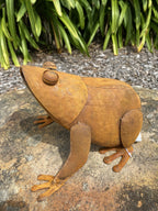 Rusty Metal Frog Garden Decor Statue Ornament Decor Large Brown