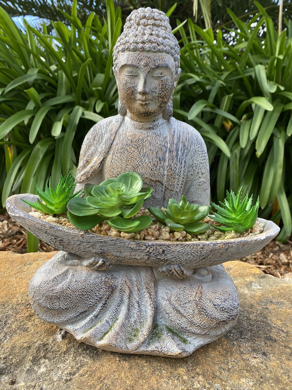 Meditating Buddha Holding Succlents Statue Ornament Figurine Home Decor 33CM