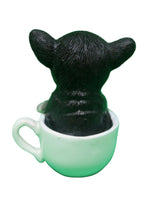 Boston Terrier Tea Cup Dog Puppy Ornament Statue Figurine Set of 2