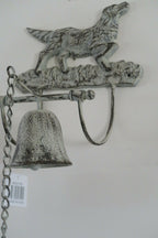 Cast Iron White Brown Antique Dog Door Bell Bracket Wall Mounted Doorbell