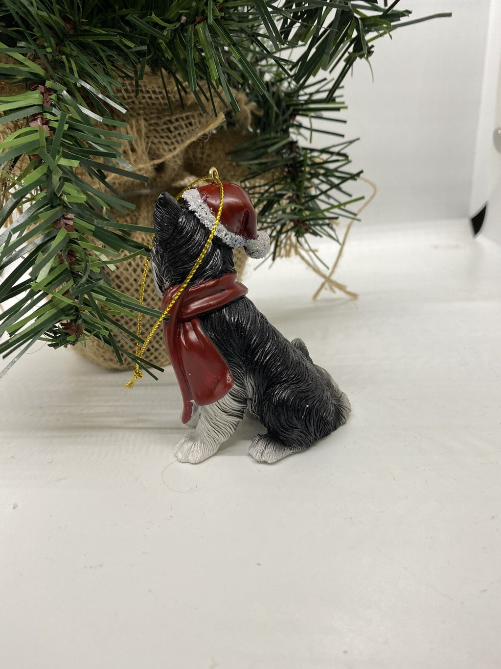 2 x Border Collie Dog Puppy Christmas Xmas Tree Decoration Statue Home Decor