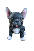 FRENCH BULLDOG SITTING DOG ANIMAL GARDEN STATUE ORNAMENT MEMORIAL BLACK