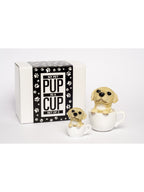 Tea cup puppies Dog Statue figurine Golden Ladrador Set of two  Figurine