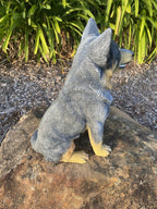 BLUE CATTLE DOG HEELER STATUE PUPPY MEMORIAL ANIMAL GARDEN ORNAMENT FIGURINE