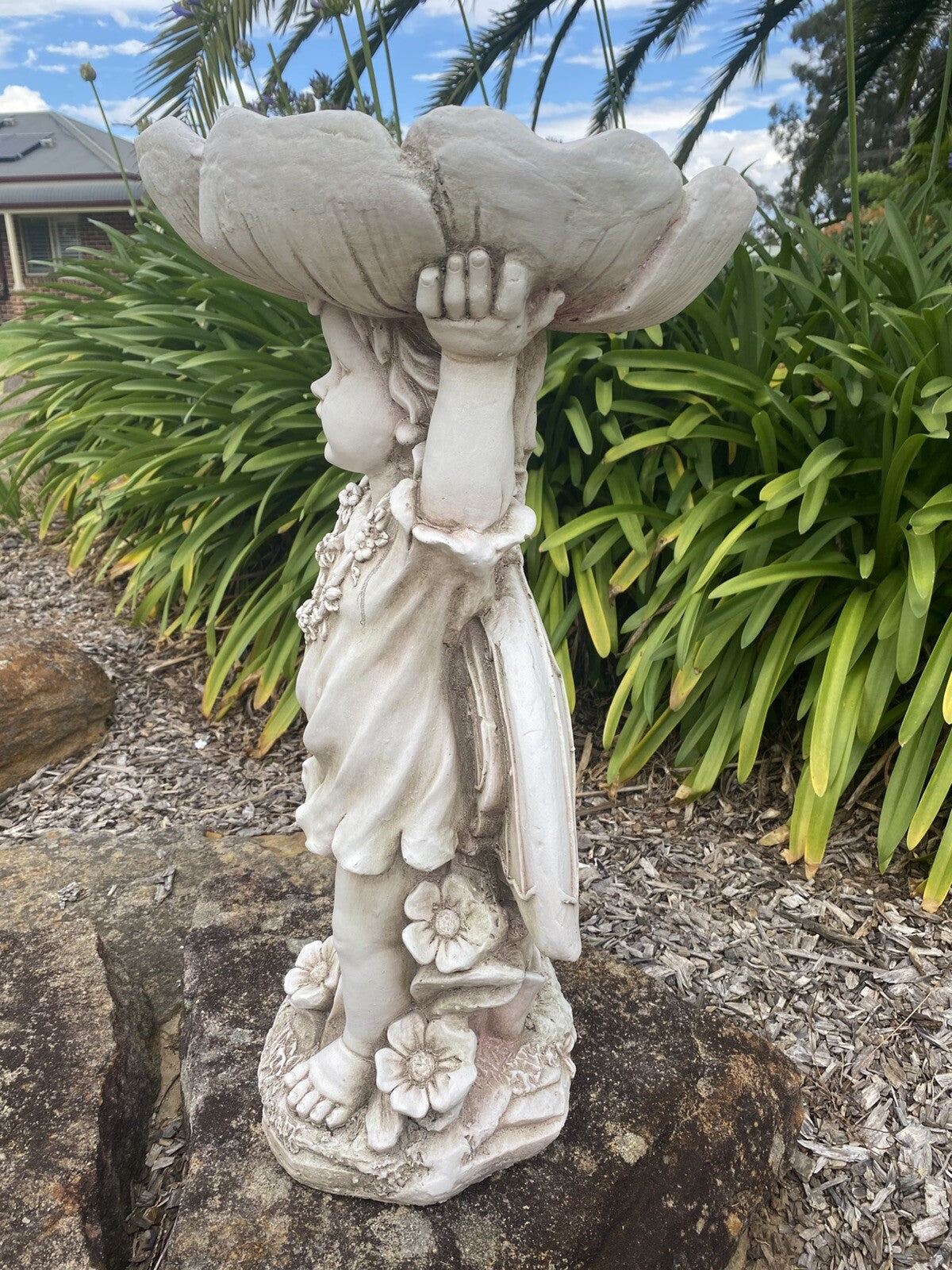 Fairy Bird Bath Feeder Bee Garden Animal Statue Ornament