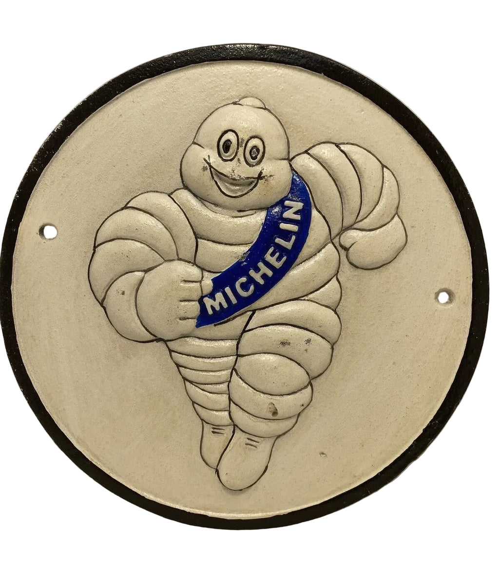 Michelin Tyre Man Cast Iron Circle Sign Plaque Man Cave Bar Pub  Garage Vintage
