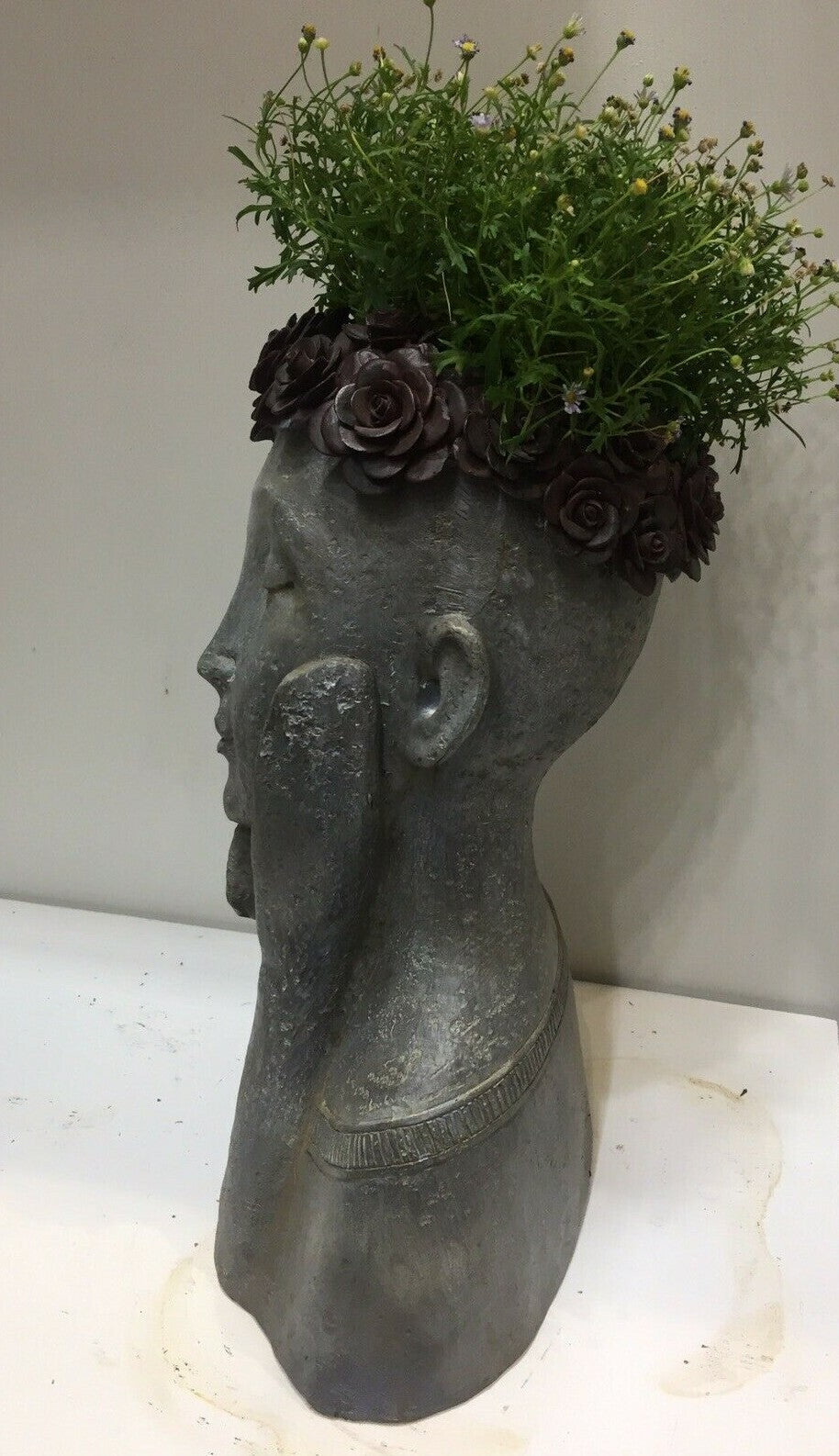 FLOWER GIRL PLANTER TWO SUCCULENT LADY FACE POT PLANTERS