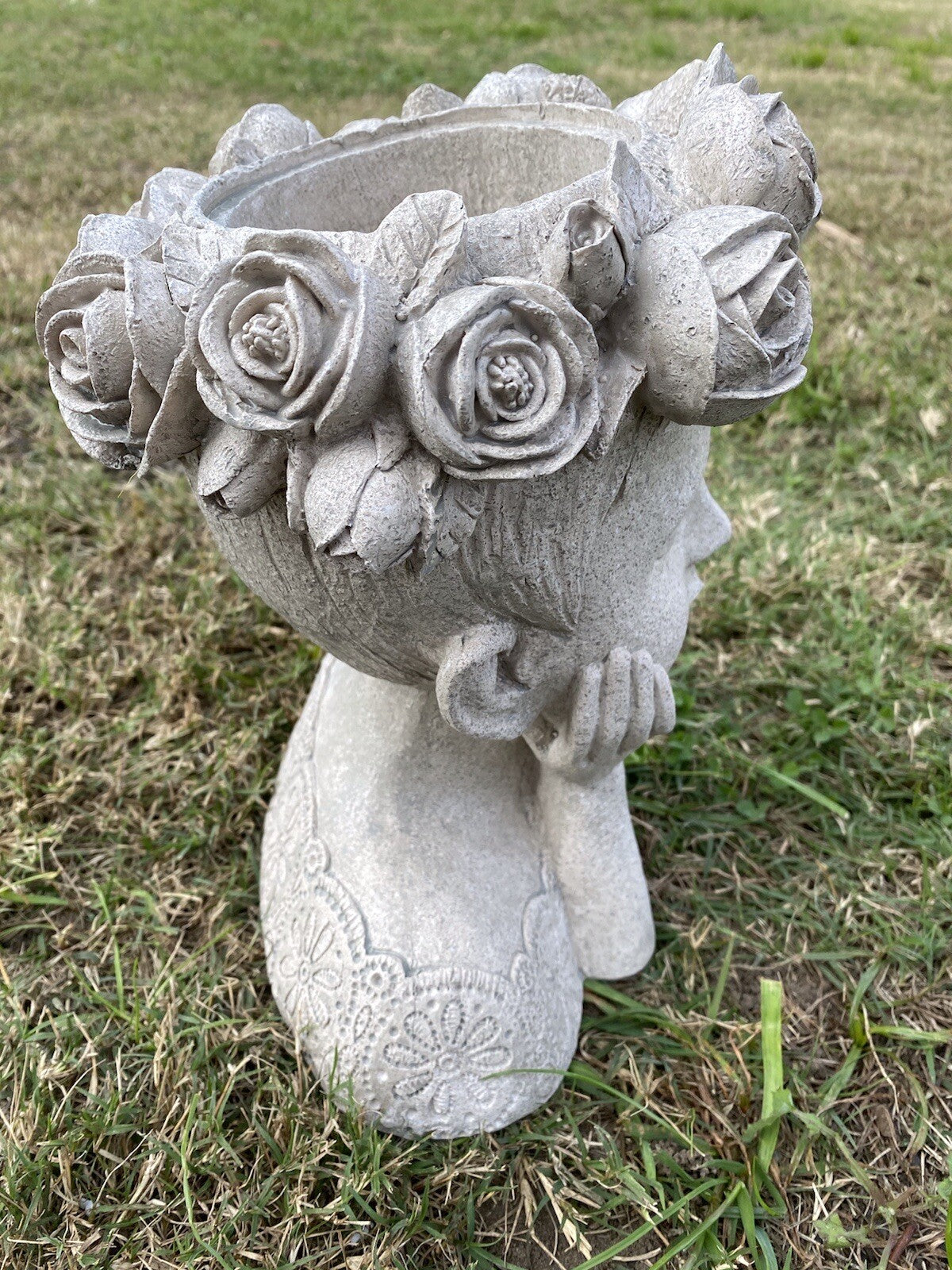 Adelpha Princess - Resin Head Planter Pot for Succulents Cactus Indoor  Plants