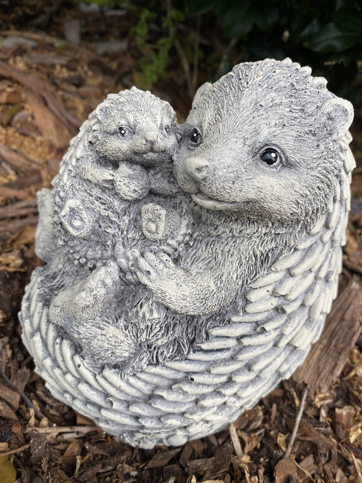 Hedgehog and baby Statue Ornament Animal Concrete Cement Garden Australian Made