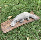 Platypus On A LogStatue Ornament Animal Concrete Cement Garden Australian Made