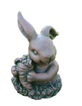 RABBIT BUNNY HOLDING A CARROT ANIMAL GARDEN STATUE ORNAMENT FIGURINE BROWN