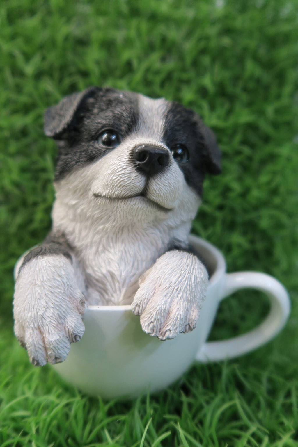 BORDER COLLIE TEACUP PUPPY GIUDE DOG ANIMAL GARDEN STATUE ORNAMENT MEMORIAL