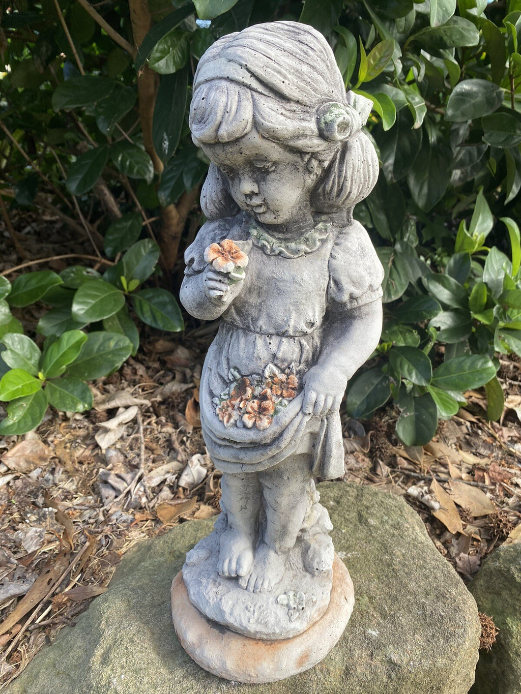Girl Statue Forget Me Not Ornament Animal Concrete Garden Statue Australian Made