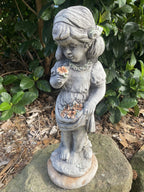 Girl Statue Forget Me Not Ornament Animal Concrete Garden Statue Australian Made