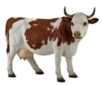 Resin Cow Farm Animal Statue 32cm Brown White Farmhouse Garden Ornament