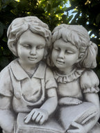Children Reading Book Statue Garden Ornament 62cm