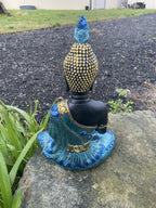 Meditating Thai Buddha In a Blue Peacock Statue Ornament Figurine Home Decor