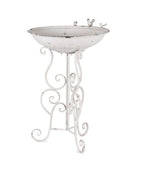 Wild Bird Bath Feeder Food Station Garden Ornaments Metal White Pad Bee Water