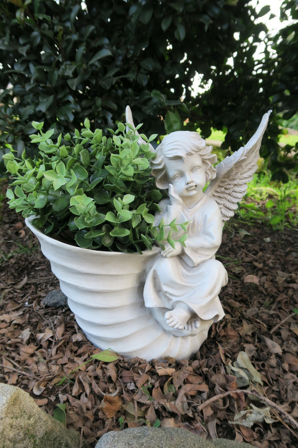 Angel Seashell Pot Plant planter Statue Ornament Home Decor 32cm A