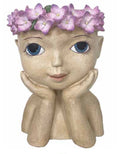 Hydrangea Girl Head Planter Pot for Succulents Cactus Indoor Plants Eyes Open