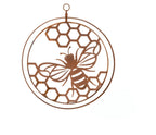 Bee on Honeycomb  Round Rust Corten Steel Metal Hanging Double Ring 34cm