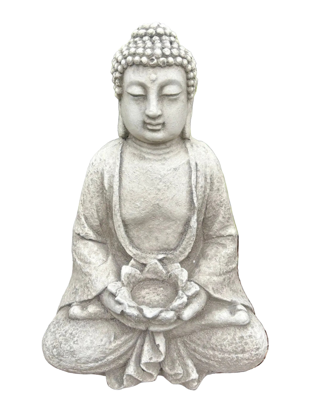 Meditating Buddha With Lotus Flower Garden Statue