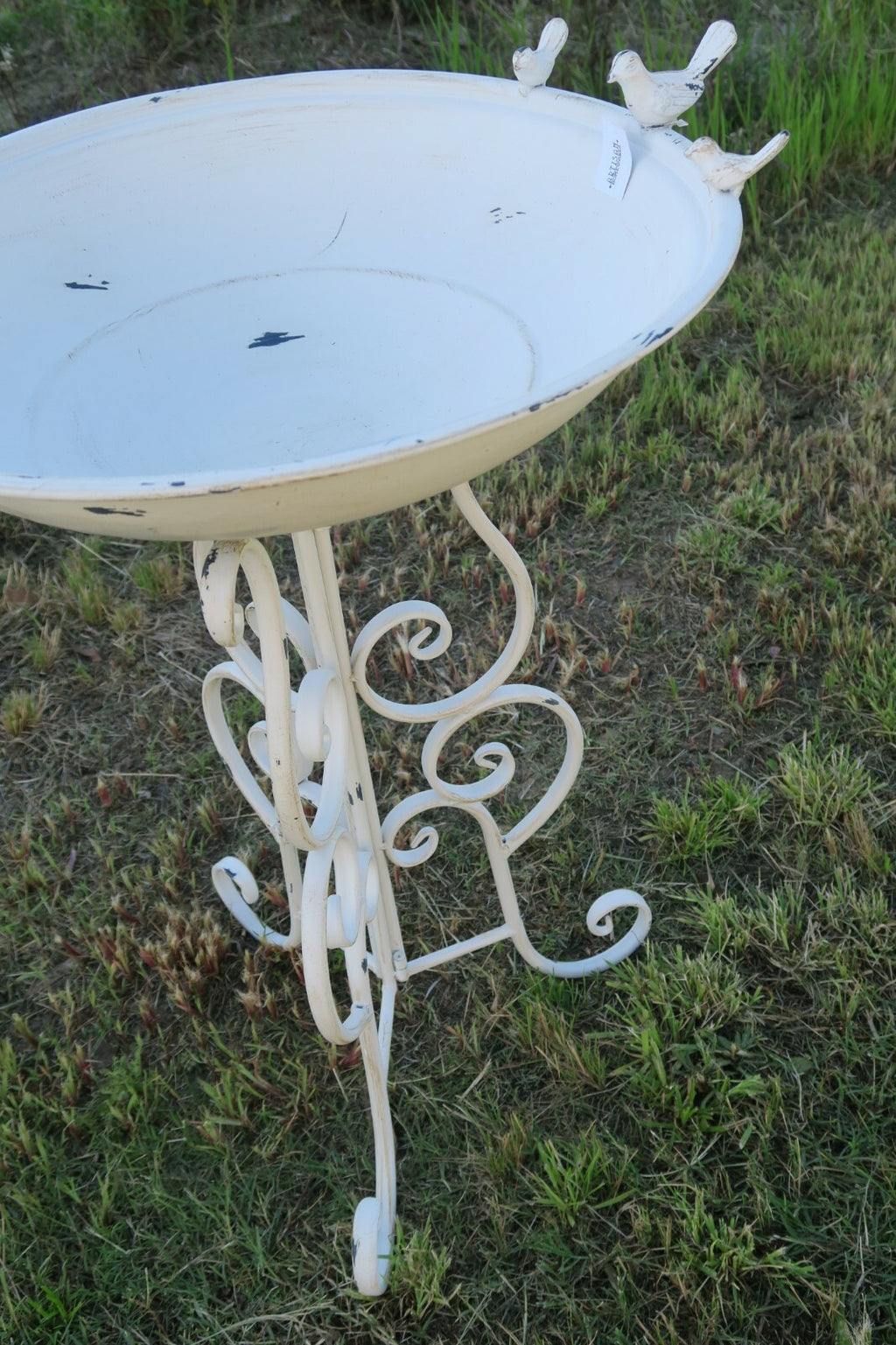 Wild Bird Bath Feeder Food Station Garden Ornaments Metal White Pad Bee Water