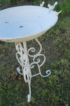 Wild Bird Bath Feeder Food Station Garden Ornaments Metal White Pad Bee Water