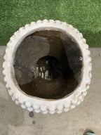 THAI BUDDHA HEAD PLANTER FLOWER POT ORNAMENT ANTIQUE WHITE 46CM