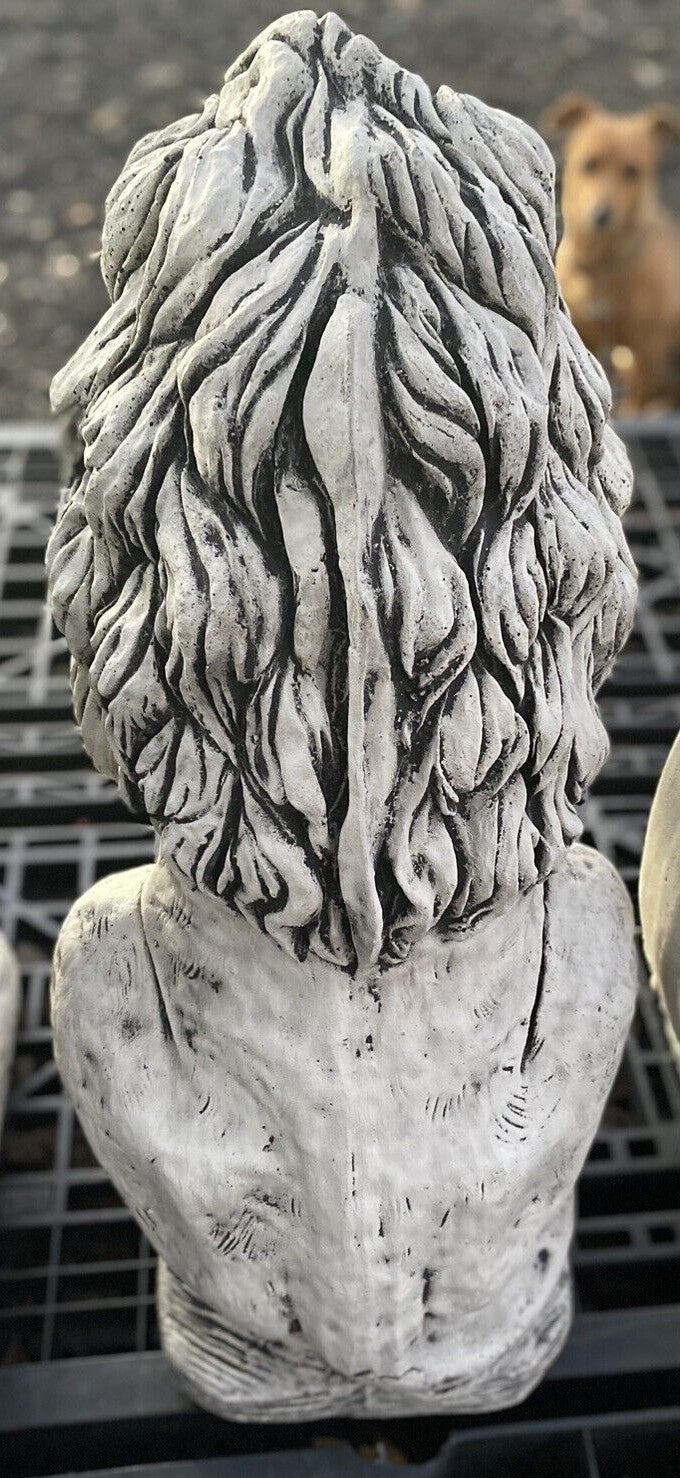 Guardian Lion Pair Concrete Garden Statue 60cm - Pick up Only