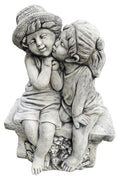Boy Girl First Kiss on Bench Garden Statue - Pick up only