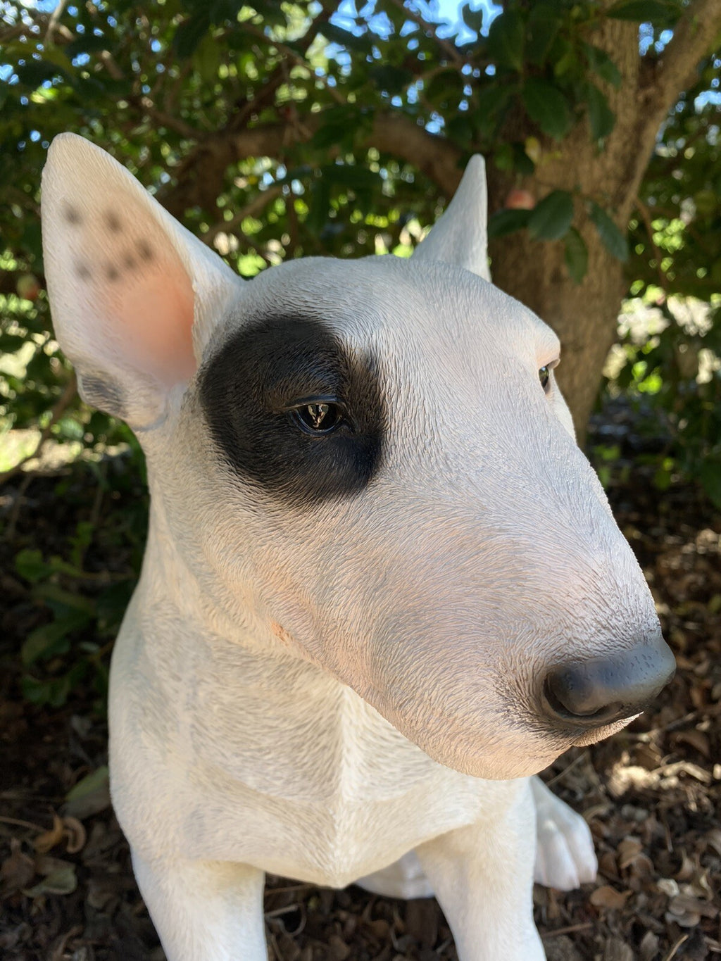 BULL TERRIER SITTING DOG ANIMAL GARDEN STATUE ORNAMENT FIGURINE LARGE