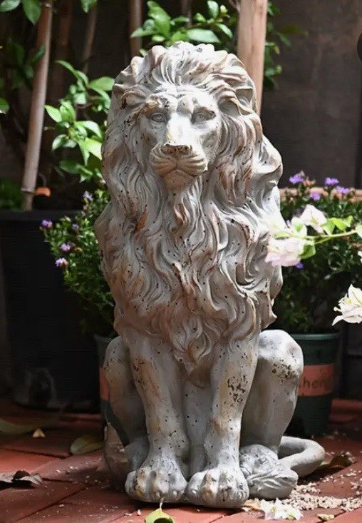 Lion Statue Guardian Garden Ornament Sculpture Chinese Feng Shu Antique 53cm