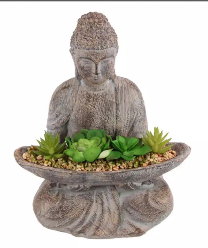 Meditating Buddha Holding Succlents Statue Ornament Figurine Home Decor 33CM