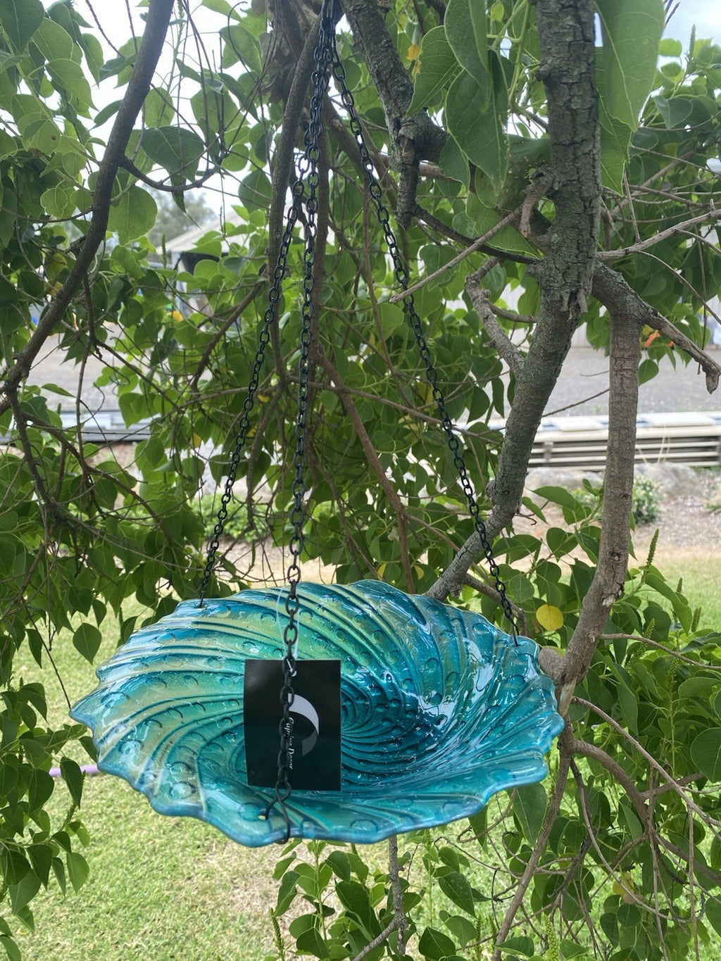 Hanging Glass Bird Feeder | Decorative Outdoor Wild Bird Feeder with Chain