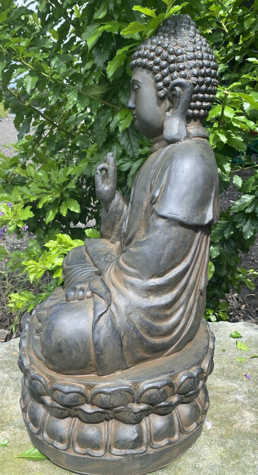 Fibre Clay Resin Buddha Statue 65cm – Sitting Buddha Garden Ornament