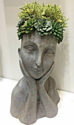 FLOWER GIRL PLANTER SUCCULENT LADY FACE POT PLANTERS GARDEN PLANT FEATURE