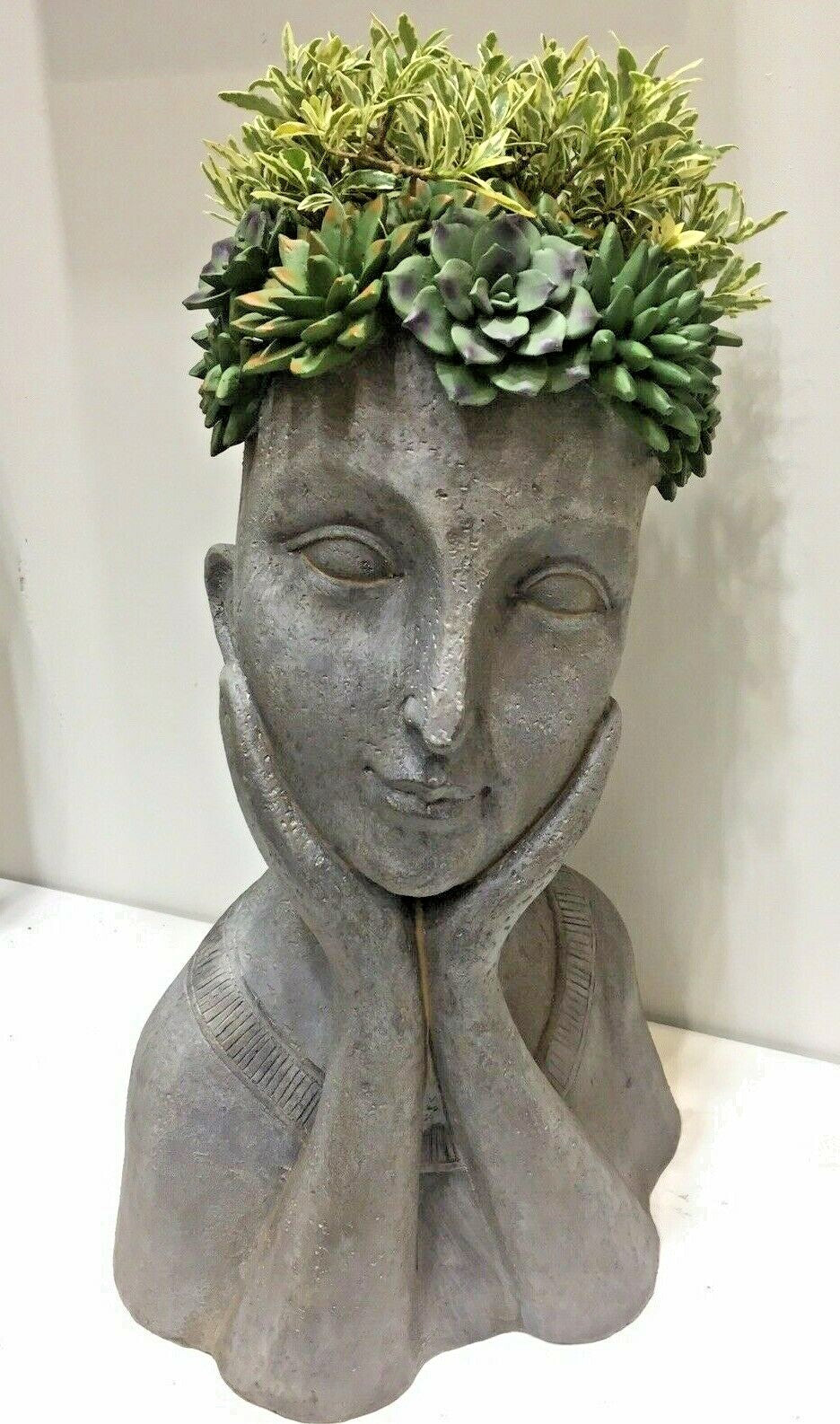 FLOWER GIRL PLANTER SUCCULENT LADY FACE POT PLANTERS GARDEN PLANT FEATURE