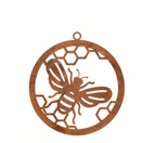 Bee Round Rust Corten Steel Metal Garden Wall Art or Hanging Ring Home 28 cm