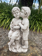 Boy And Girl Sharing A Kiss Garden Statue